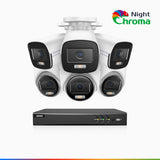 NightChroma<sup>TM</sup> NAK500 - Updated Version, 3K 8 Channel TVI Security System with 3 Bullet & 3 Turret Cameras, Acme Color Night Vision, 2960 × 1665 Resolution, f/1.0 Aperture (0.001 Lux), Built-in Microphone, IP67