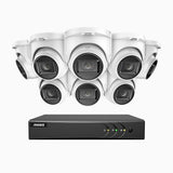 EL200 - 1080p 16 Channel Outdoor Wired Security CCTV System with 8 Cameras, 3.6 MM Lens, Smart DVR with Human & Vehicle Detection, 66 ft Infrared Night Vision, 4-in-1 Output Signal, IP67