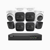 EL200 - 1080p 8 Channel Outdoor Wired Security CCTV System with 6 Bullet & 2 Turret Cameras, 3.6 MM Lens, Smart DVR with Human & Vehicle Detection, 66 ft Infrared Night Vision, 4-in-1 Output Signal, IP67