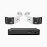 ACDK500 - 3K 8 Channel 2 Dual-Lens Cameras Wired Security System, 180° Panoramic View, Smart Dual Light Night Vision, Built-in Microphone, IP67