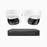 ACDK500 - 3K 8 Channel 2 Dual-Lens Cameras Wired Security System, 180° Panoramic View, Smart Dual Light Night Vision, Built-in Microphone, IP67