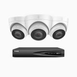H500 - 3K 4 Channel 3 Cameras PoE Security System, EXIR 2.0 Night Vision, Built-in Mic & SD Card Slot, RTSP Supported ,IP67 Waterproof, RTSP Supported