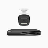 H500P - 3K 4 Channel 1 Camera PoE Security System, Color & IR Night Vision, 3072*1728 Resolution, f/1.6 Aperture (0.005 Lux), Human & Vehicle Detection, Built-in Microphone,IP67