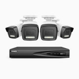 H500P - 3K 4 Channel 4 Cameras PoE Security System, Color & IR Night Vision, 3072*1728 Resolution, f/1.6 Aperture (0.005 Lux), Human & Vehicle Detection, Built-in Microphone,IP67