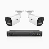 H800 - 4K 4 Channel 2 Cameras PoE Security System, Human & Vehicle Detection, Color & IR Night Vision, Built-in Mic, RTSP Supported