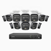 H500 - 3K Super HD 16 Channel 12 Cameras PoE Security System, Color & IR Night Vision, 3072 × 1728 @ 20fps, Smart Human & Vehicle Detection, Built-in Microphone, IP67