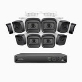 H300 - 2K 3MP 16 Channel 10 Cameras PoE Security System, EXIR 2.0 Night Vision, Motion Detection, H.265+, IP67 Waterproof