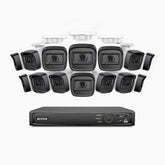 H300 - 2K 3MP 16 Channel 14 Cameras PoE Security System, EXIR 2.0 Night Vision, Motion Detection, H.265+, IP67 Waterproof
