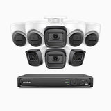 H300 - 2K 3MP 16 Channel PoE Security System with 4 Bullet & 4 Turret Cameras, EXIR 2.0 Night Vision, Motion Detection, H.265+, IP67 Waterproof