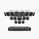 H300 - 2K 3MP 16 Channel PoE Security System with 8 Bullet & 8 Turret Cameras, EXIR 2.0 Night Vision, Motion Detection, H.265+, IP67 Waterproof