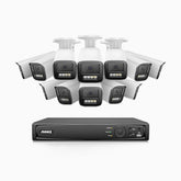 HZ804 - 4K 16 Channel 12 Cameras PoE Security System, 4X Optical Zoom, 2.8 - 12 MM Motorized Varifocal Lens, Smart Dual Light Night Vision, Motion Detection 2.0, Built-in Microphone, Siren & Strobe Alarm, Upgraded Version