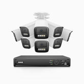 HZ804 - 4K 16 Channel 8 Cameras PoE Security System, 4X Optical Zoom, 2.8 - 12 MM Motorized Varifocal Lens, Smart Dual Light Night Vision, Motion Detection 2.0, Built-in Microphone, Siren & Strobe Alarm, Upgraded Version