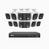 HDCK680 - 16 Channel PoE NVR Security System with Eight 4K Cameras & Two 6MP Dual Lens Panoramic Camera (180° Ultra Wide Angle), Human & Vehicle Detection, Built-in Microphone, Two-Way Audio