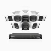 H800 - 4K 16 Channel 12 Cameras PoE Security System, Human & Vehicle Detection, Built-in Micphone, Color & IR Night Vision, RTSP Supported