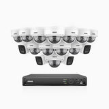 H800 - 4K 16 Channel PoE Security System with 4 Bullet & 12 Dome (IK10) Cameras, Vandal-Resistant, Human & Vehicle Detection, Color & IR Night Vision, Built-in Mic, RTSP Supported