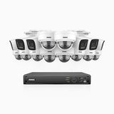 H800 - 4K 16 Channel PoE Security System with 6 Bullet & 10 Dome (IK10) Cameras, Vandal-Resistant, Human & Vehicle Detection, Color & IR Night Vision, Built-in Mic, RTSP Supported