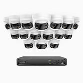 FDH600 - 16 Channel PoE Security System with 16 Dual Lens Cameras, 6MP Resolution, 180° Panoramic View, Smart Dual Light Night Vision, Two-Way Audio, Active Siren & Alarm, Human & Vehicle Detection, IP67