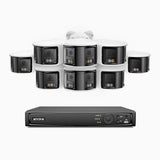 FDH600 - 16 Channel PoE Security System with 8 Dual Lens Cameras, 6MP Resolution, 180° Panoramic View, Smart Dual Light Night Vision, Two-Way Audio, Active Siren & Alarm, Human & Vehicle Detection, IP67