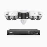 HDCK680 - 8 Channel PoE NVR Security System with Four 4K Cameras & One 6MP Dual Lens Panoramic Camera (180° Ultra Wide Angle), Human & Vehicle Detection, Built-in Microphone, Two-Way Audio