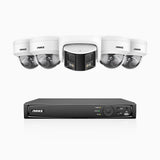 HDCK680 - 8 Channel PoE NVR Security System with Four 4K Cameras & One 6MP Dual Lens Panoramic Camera (180° Ultra Wide Angle), Human & Vehicle Detection, Built-in Microphone, Two-Way Audio