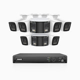 HDCK680 - 8 Channel PoE NVR Security System with Six 4K Cameras & Two 6MP Dual Lens Panoramic Camera (180° Ultra Wide Angle), Human & Vehicle Detection, Built-in Microphone, Two-Way Audio