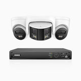 HDCK680 - 8 Channel PoE NVR Security System with Two 4K Cameras & One 6MP Dual Lens Panoramic Camera (180° Ultra Wide Angle), Human & Vehicle Detection, Built-in Microphone, Two-Way Audio
