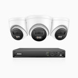 H800 - 4K 8 Channel 3 Cameras PoE Security System, Human & Vehicle Detection, Built-in Mic & SD Card Slot, Color & IR Night Vision, RTSP Supported