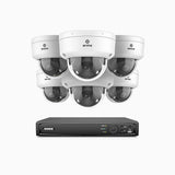 HZ804 - 4K 8 Channel 6 Cameras PoE Security System, 4X Optical Zoom, 2.8 - 12 MM Motorized Varifocal Lens, Smart Dual Light Night Vision, Motion Detection 2.0, Built-in Microphone, Siren & Strobe Alarm, Upgraded Version