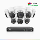 NightChroma<sup>TM</sup> NBRK800 - 4K 8 Channel 8 Cameras Outdoor PoE Security System, Red Blue Flashing Lights & Siren, 3840*2160@25 fps, Acme Color & IR Night Vision, Human & Vehicle Detection, Two-Way Audio, IP67 Weatherproof