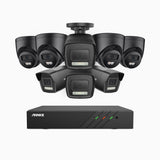 H500P - 3K 8 Channel PoE Security System with 4 Bullet & 4 Turret Cameras, Color & IR Night Vision, 3072*1728 Resolution, f/1.6 Aperture (0.005 Lux), Human & Vehicle Detection, Built-in Microphone,IP67