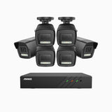 H500P - 3K 8 Channel 6 Cameras PoE Security System, Color & IR Night Vision, 3072*1728 Resolution, f/1.6 Aperture (0.005 Lux), Human & Vehicle Detection, Built-in Microphone,IP67