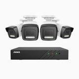 H500P - 3K 8 Channel 4 Cameras PoE Security System, Color & IR Night Vision, 3072*1728 Resolution, f/1.6 Aperture (0.005 Lux), Human & Vehicle Detection, Built-in Microphone,IP67