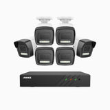 H500P - 3K 8 Channel 6 Cameras PoE Security System, Color & IR Night Vision, 3072*1728 Resolution, f/1.6 Aperture (0.005 Lux), Human & Vehicle Detection, Built-in Microphone,IP67