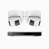NightChroma<sup>TM</sup> NDK800 – 4K 8 Channel 2 Panoramic Dual Lens Cameras PoE Security System, f/1.0 Super Aperture, Acme Color Night Vision, Active Siren and Strobe, Human & Vehicle Detection, 2CH 4K Decoding Capability, Built-in Mic ,Two-Way Audio