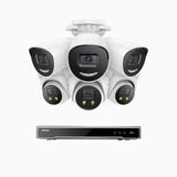 H800X - 4K 8 Channel PoE Security System with 3 Bullet & 3 Turret Cameras, 1/1.8'' BSI Sensor, f/1.6 Aperture (0.003 Lux), Siren & Strobe Alarm,Two-Way Audio, Human & Vehicle Detection, Perimeter Protection, Works with Alexa