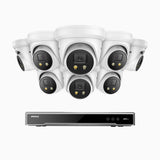 H800X - 4K 8 Channel 8 Cameras PoE Security System, 1/1.8'' BSI Sensor, f/1.6 Aperture (0.003 Lux), Siren & Strobe Alarm,Two-Way Audio, Human & Vehicle Detection, Perimeter Protection, Works with Alexa