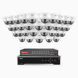H500 - 3K 32 Channel 32 Cameras PoE Security System, EXIR 2.0 Night Vision, Built-in Mic & SD Card Slot, Works with Alexa, 16-Port PoE Switch Included ,IP67 Waterproof, RTSP Supported