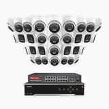 H800 - 4K 32 Channel PoE Security System with 12 Bullet & 20 Turret Cameras, Human & Vehicle Detection, Color & IR Night Vision, Built-in Mic, RTSP Supported, 16-Port PoE Switch Included