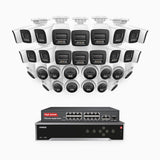 H800 - 4K 32 Channel PoE Security System with 18 Bullet & 14 Turret Cameras, Human & Vehicle Detection, Color & IR Night Vision, Built-in Mic, RTSP Supported, 16-Port PoE Switch Included