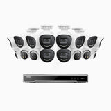 H800X - 4K 16 Channel PoE Security System with 10 Bullet & 6 Turret Cameras, 1/1.8'' BSI Sensor, f/1.6 Aperture (0.003 Lux), Siren & Strobe Alarm, Two-Way Audio, Human & Vehicle Detection, Perimeter Protection, Works with Alexa