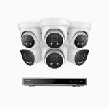 H800X - 4K 16 Channel PoE Security System with 2 Bullet & 4 Turret Cameras, 1/1.8'' BSI Sensor, f/1.6 Aperture (0.003 Lux), Siren & Strobe Alarm,Two-Way Audio, Human & Vehicle Detection, Perimeter Protection, Works with Alexa