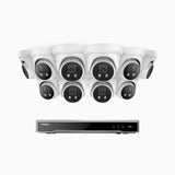 H800X - 4K 16 Channel 10 Cameras PoE Security System, 1/1.8'' BSI Sensor, f/1.6 Aperture (0.003 Lux), Siren & Strobe Alarm,Two-Way Audio, Human & Vehicle Detection, Perimeter Protection, Works with Alexa