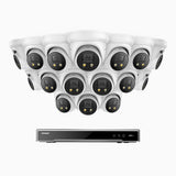 H800X - 4K 16 Channel 16 Cameras PoE Security System, 1/1.8'' BSI Sensor, f/1.6 Aperture (0.003 Lux), Siren & Strobe Alarm,Two-Way Audio, Human & Vehicle Detection, Perimeter Protection, Works with Alexa