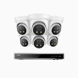 H800X - 4K 16 Channel 6 Cameras PoE Security System, 1/1.8'' BSI Sensor, f/1.6 Aperture (0.003 Lux), Siren & Strobe Alarm,Two-Way Audio, Human & Vehicle Detection, Perimeter Protection, Works with Alexa
