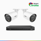 NightChroma<sup>TM</sup> NCK800 – 4K 8 Channel 2 Cameras PoE Security System, Acme Color Night Vision, 3840 × 2160 @ 30fps, Human & Vehicle Detection, Siren & Strobe Alarm, Two-Way Audio, All-Metal Housing