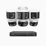 FDH600 - 8 Channel PoE Security System with 3 Bullet & 3 Turret Dual Lens Cameras, 6MP Resolution, 180° Panoramic View, Smart Dual Light Night Vision, Two-Way Audio, Active Siren & Alarm, Human & Vehicle Detection, IP67