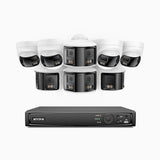 FDH600 - 16 Channel PoE Security System with 4 Bullet & 4 Turret Dual Lens Cameras, 6MP Resolution, 180° Panoramic View, Smart Dual Light Night Vision, Two-Way Audio, Active Siren & Alarm, Human & Vehicle Detection, IP67
