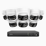 FDH600 - 8 Channel PoE Security System with 8 Dual Lens Cameras, 6MP Resolution, 180° Panoramic View, Smart Dual Light Night Vision, Two-Way Audio, Active Siren & Alarm, Human & Vehicle Detection, IP67