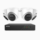 H300 - 2K 3MP 8 Channel 4 Cameras PoE Security System, EXIR 2.0 Night Vision, Motion Detection, H.265+, IP67 Waterproof