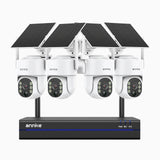 WBS400 - 4MP 8 Channel 4 Battery Cameras Outdoor Wireless NVR Security System, 2.4G & 5.8G Dual-Band WiFi, Motion Detection, Two-Way Audio, Battery & Solar Powered, 270° Pan & 90° Tilt, loud & Max. 256 GB Local Storage, Works with Alexa